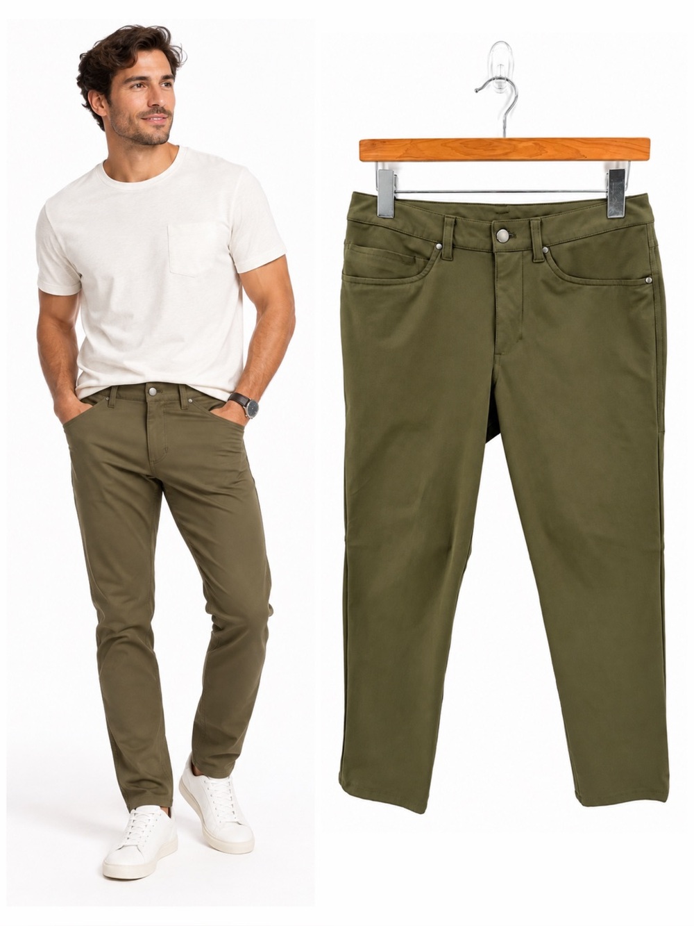 Lululemon ABC Classic-Fit 5 Pocket Pants Men 30 Olive Green Warpstreme